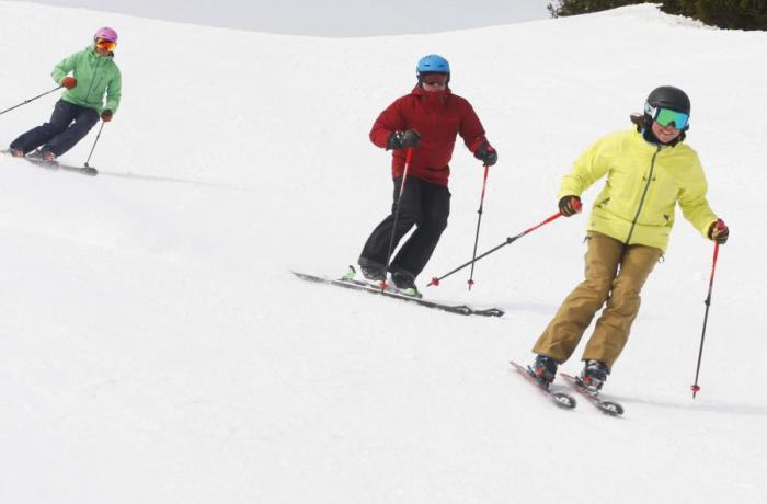 Boot testers Emily Poore, Bill Haight & Melodie Buell at Silver Mountain